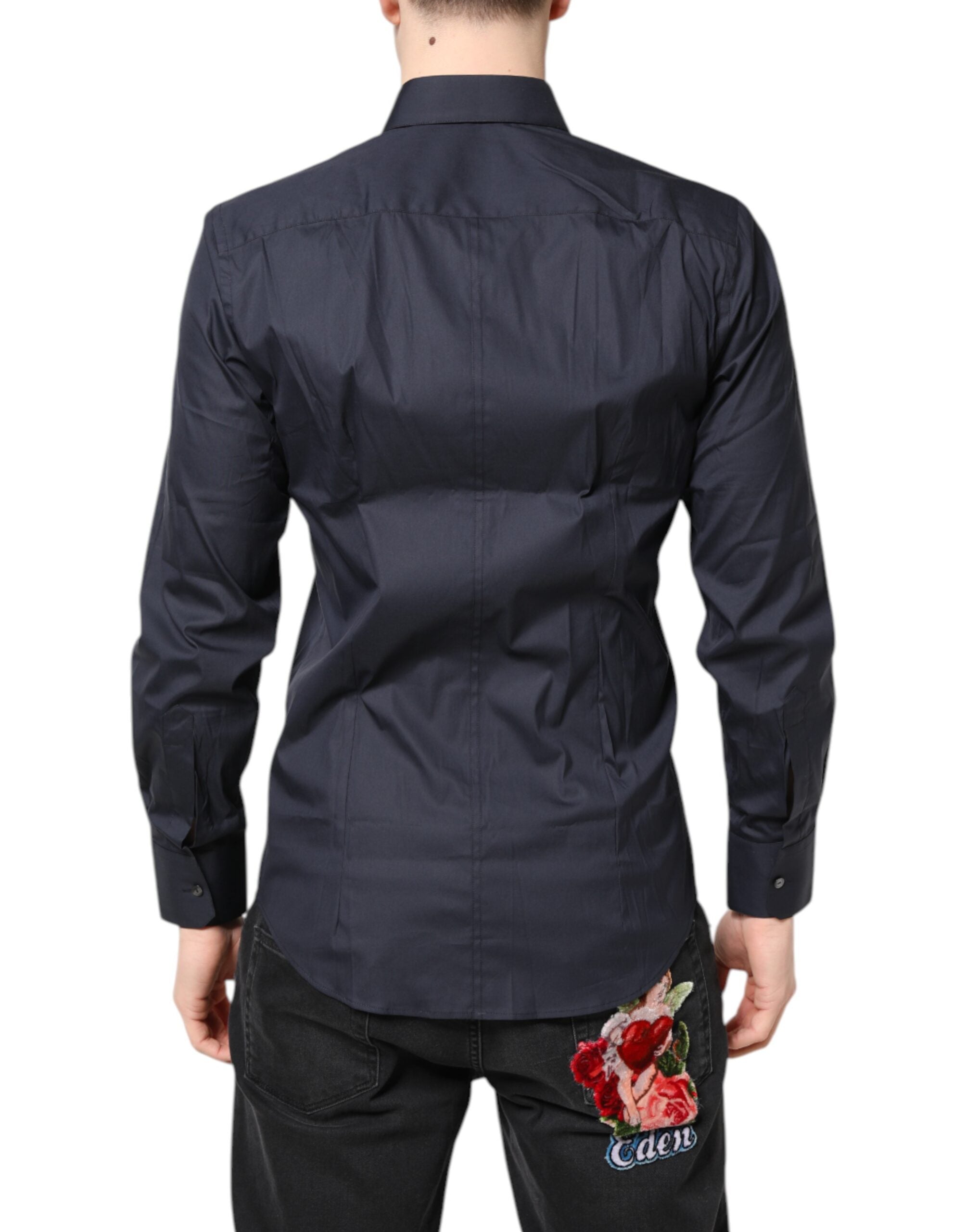 Dolce & Gabbana Dark Blue MARTINI Dress Formal Cotton Shirt